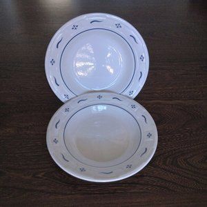 2 Longaberger Woven Traditions Classic Blue 8 1/8" Rim Soup Bowls